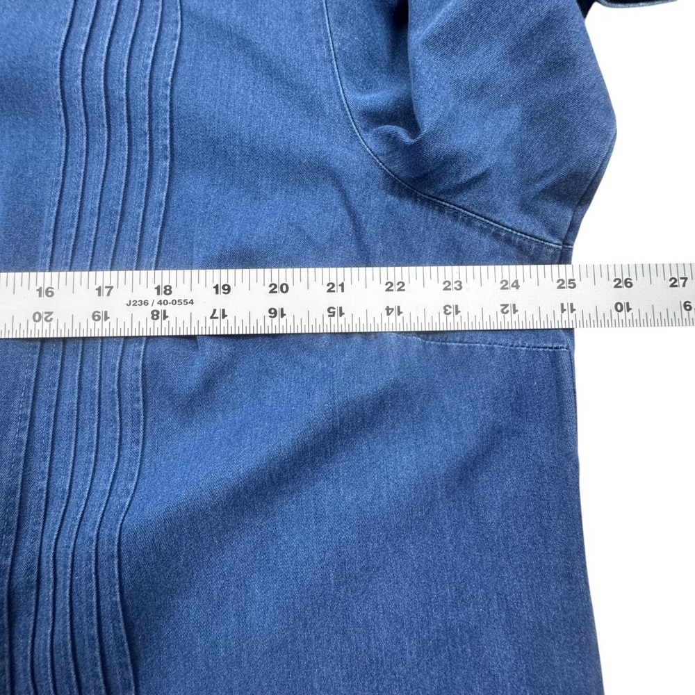 Talbots Chambray Pintuck Button Down Shirt Womens Petite 2X Blue Denim Plus Size - Picture 7 of 12